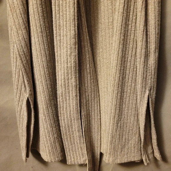 OPHELIA ROE Beige metallic gold stretchy ribbed Midi Dress Wmn's XL NYE career - Picture 7 of 13